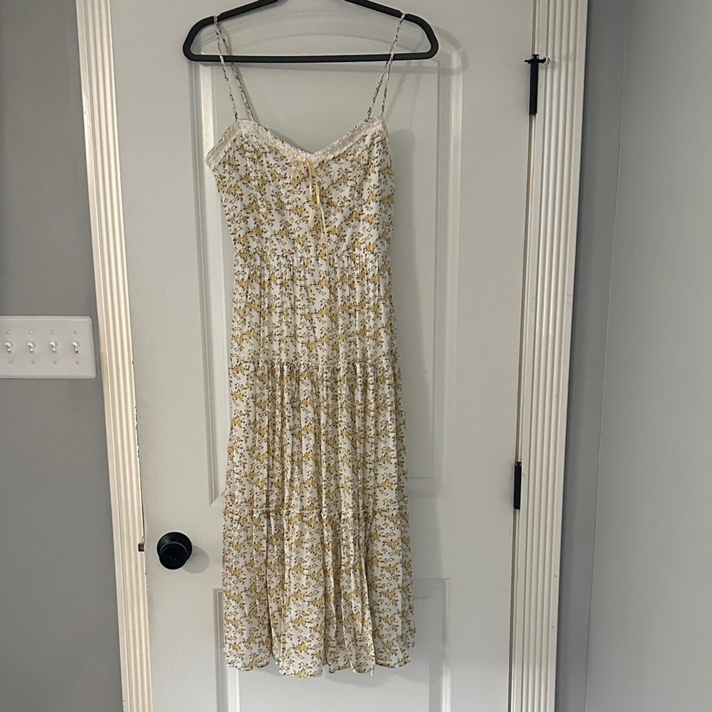 Trixxi Cream and Gold Floral Midi Dress